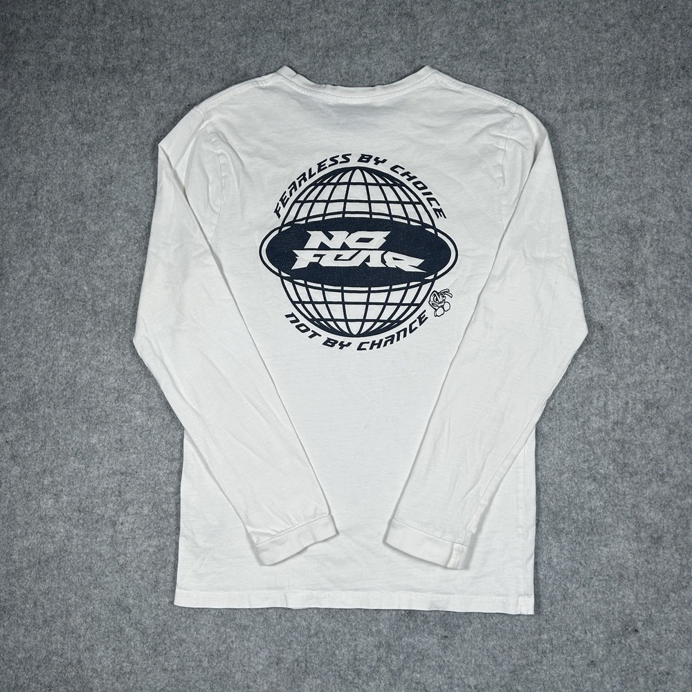 No Fear T Shirt Youth‎ Size 14 White Long Sleeve Double Sided Graphic Skater y2k